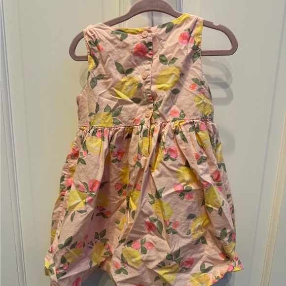 Oshkosh B’Gosh 2T Girls Pink and Yellow Lemon Short Sleeve Sun Dress - Picture 4 of 4